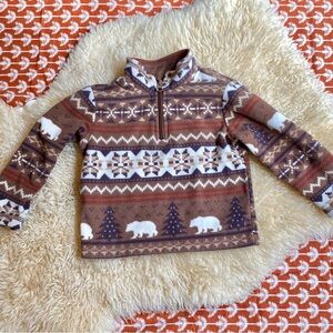 Nordic print toddler fleece half zip pullover